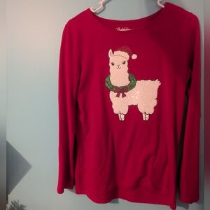 The Children's Place Kid's Size 16 Red Llama Holiday Top